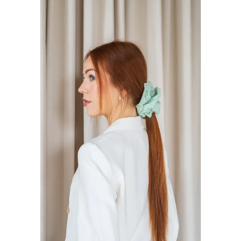 GIBOU CHOUCHOU EN BRODERIE ANGLAISE - MENTHE