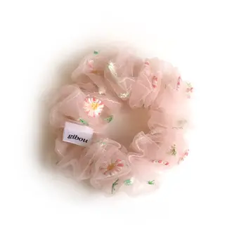 GIBOU CHOUCHOU EN CRINOLINE AVEC FLEURS BRODÉES - ROSE