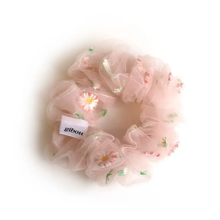 GIBOU CHOUCHOU EN CRINOLINE AVEC FLEURS BRODÉES - ROSE
