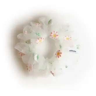 GIBOU CHOUCHOU EN CRINOLINE AVEC FLEURS BRODÉES - BLANC