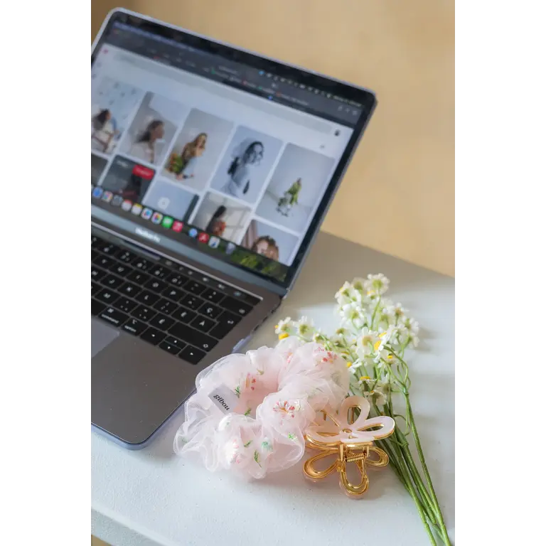 GIBOU CHOUCHOU EN CRINOLINE AVEC FLEURS BRODÉES - BLANC