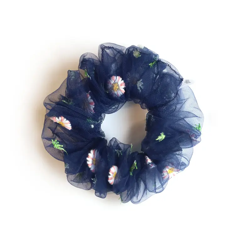 GIBOU CHOUCHOU EN CRINOLINE AVEC FLEURS BRODÉES - BLEU