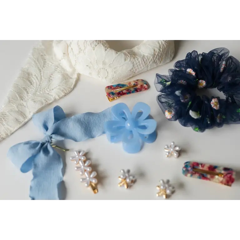 GIBOU CHOUCHOU EN CRINOLINE AVEC FLEURS BRODÉES - BLEU