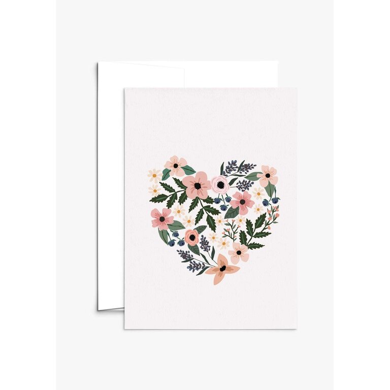 MIMI & AUGUST CARTE DE SOUHAITS - COEUR PLEIN DE FLEURS