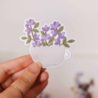 MIMI & AUGUST AUTOCOLLANT EN VINYLE - TASSE FLEURS