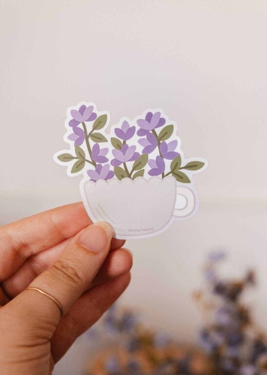 MIMI & AUGUST AUTOCOLLANT EN VINYLE - TASSE FLEURS