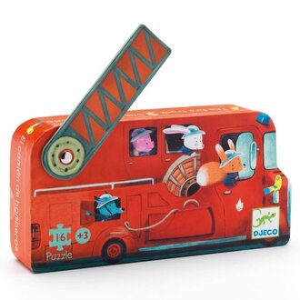 DJECO PUZZLE SILHOUETTE - LE CAMION DE POMPIER 16 PCS
