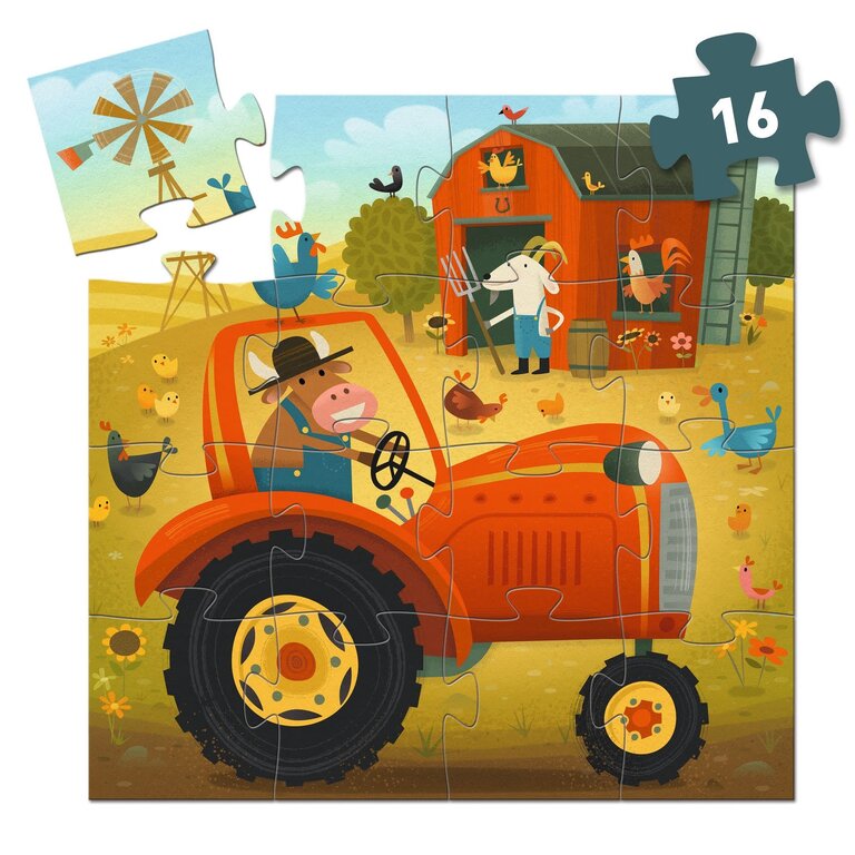 DJECO PUZZLE SILHOUETTE - TRACTEUR  16 PCS