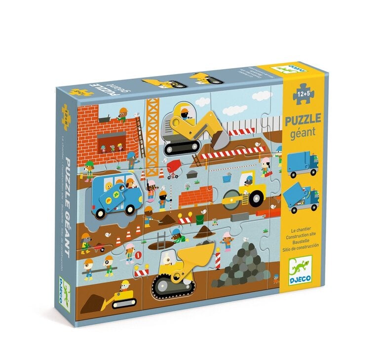 DJECO PUZZLE GÉANT - LE CHANTIER (12+5 PCS)