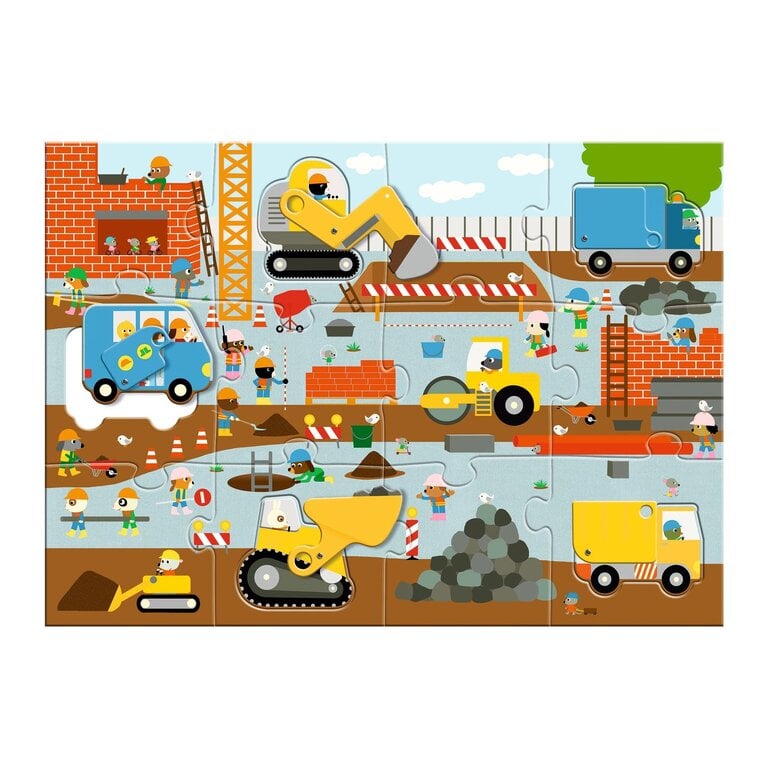 DJECO PUZZLE GÉANT - LE CHANTIER (12+5 PCS)
