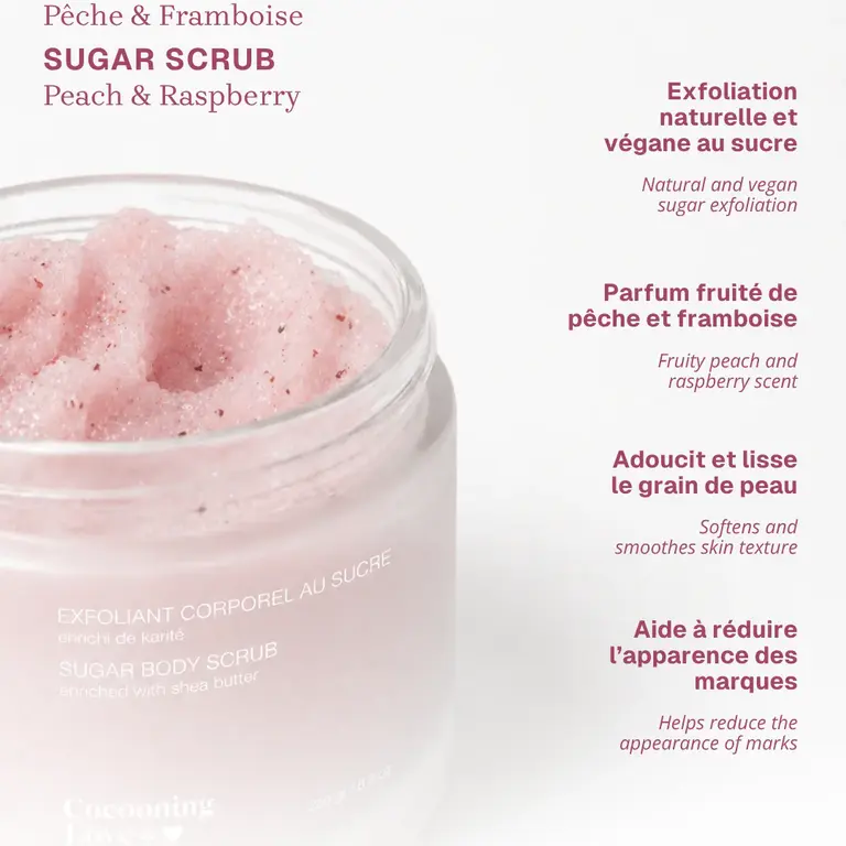 COCOONING LOVE EXFOLIANT CORPS AU SUCRE - PÊCHE ET FRAMBOISE