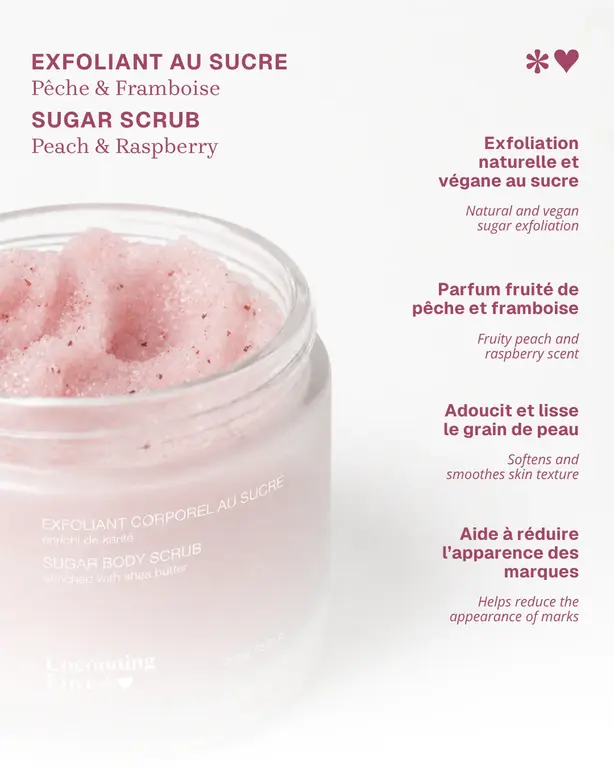 COCOONING LOVE EXFOLIANT CORPS AU SUCRE - PÊCHE ET FRAMBOISE