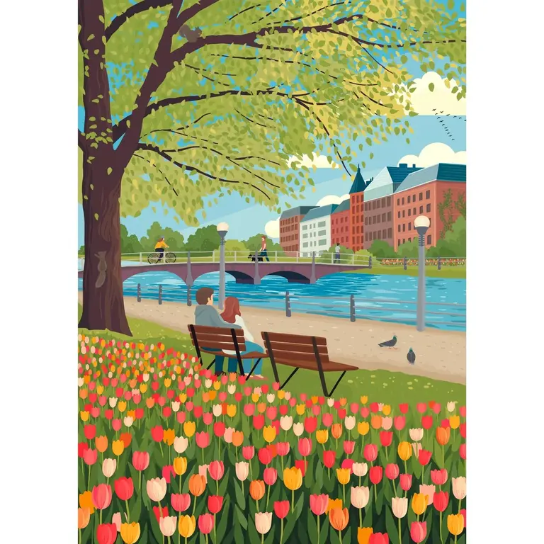 VILLAGER PUZZLE 500 PCS - LA SAISON DES TULIPES