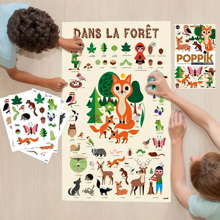 POPPIK POSTER ÉDUCATIF XXL AVEC AUTOCOLLANTS - FORÊT