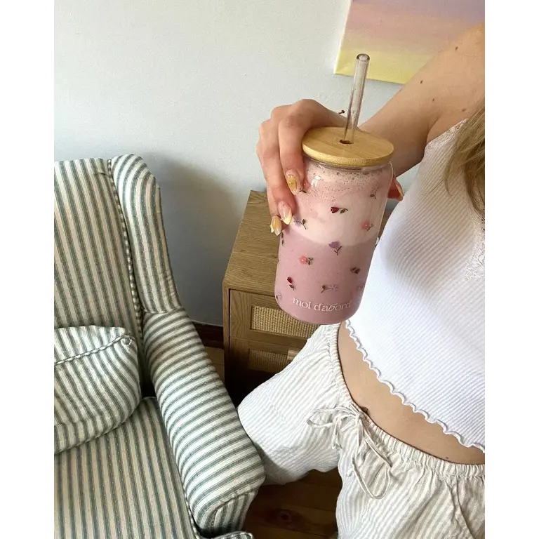 MOI D'ABORD TUMBLER EN VERRE - JARDIN FLEURI