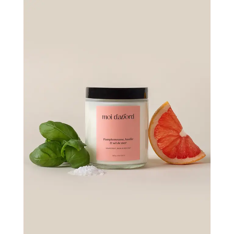 MOI D'ABORD BOUGIE DE SOJA - PAMPLEMOUSSE, BASILIC & SEL DE MER