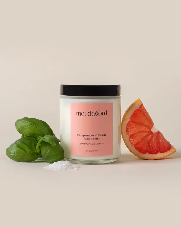 MOI D'ABORD BOUGIE DE SOJA - PAMPLEMOUSSE, BASILIC & SEL DE MER