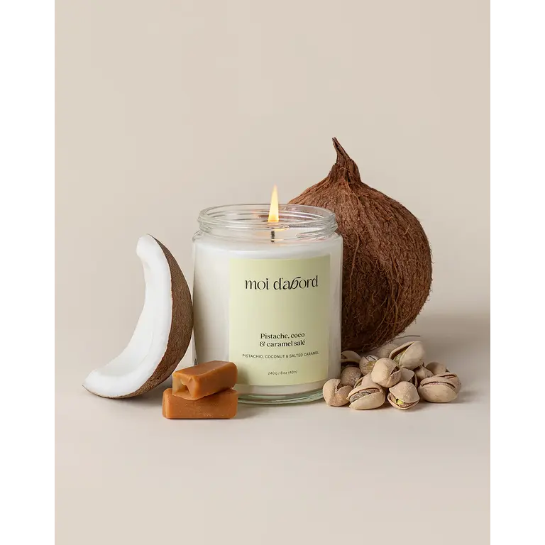 MOI D'ABORD SOY CANDLE - PISTACHIO, COCONUT & SALTED CARAMEL