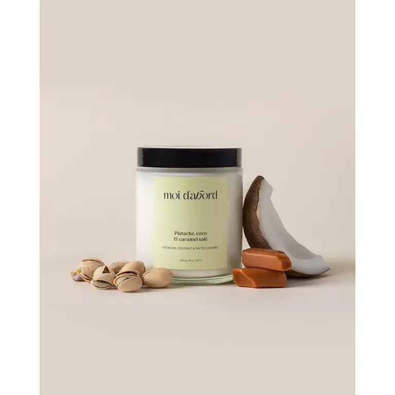 MOI D'ABORD SOY CANDLE - PISTACHIO, COCONUT & SALTED CARAMEL