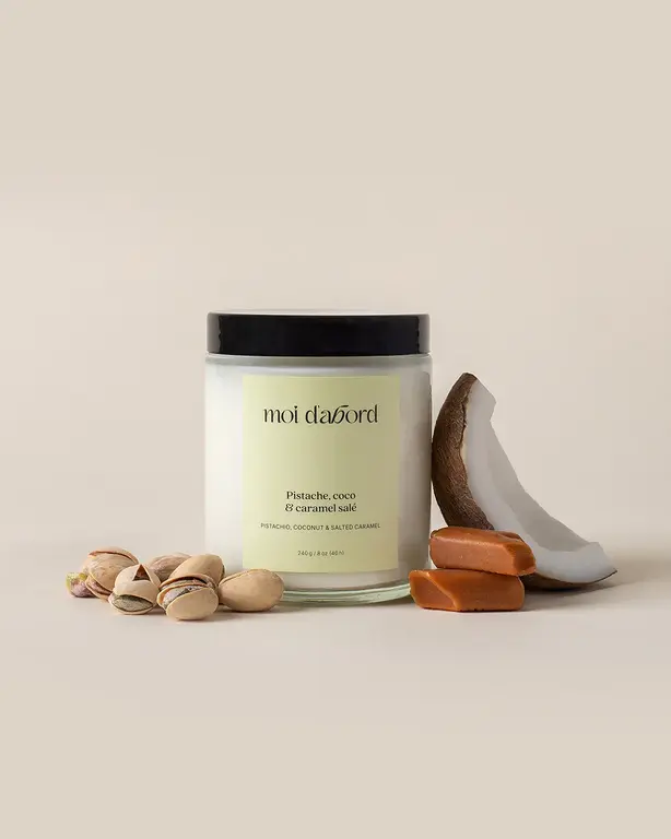 MOI D'ABORD BOUGIE DE SOJA - PISTACHE, COCO & CARAMEL SALÉ