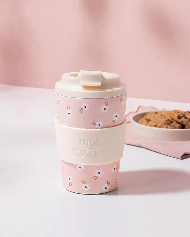 MOI D'ABORD TASSE DE VOYAGE ISOTHERME - CHAMP ROSÉ