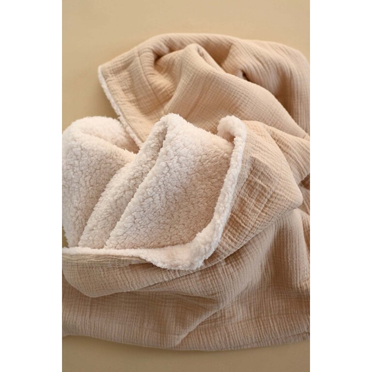 MINIKA COUVERTURE MOUSSELINE ET SHERPA - LATTE