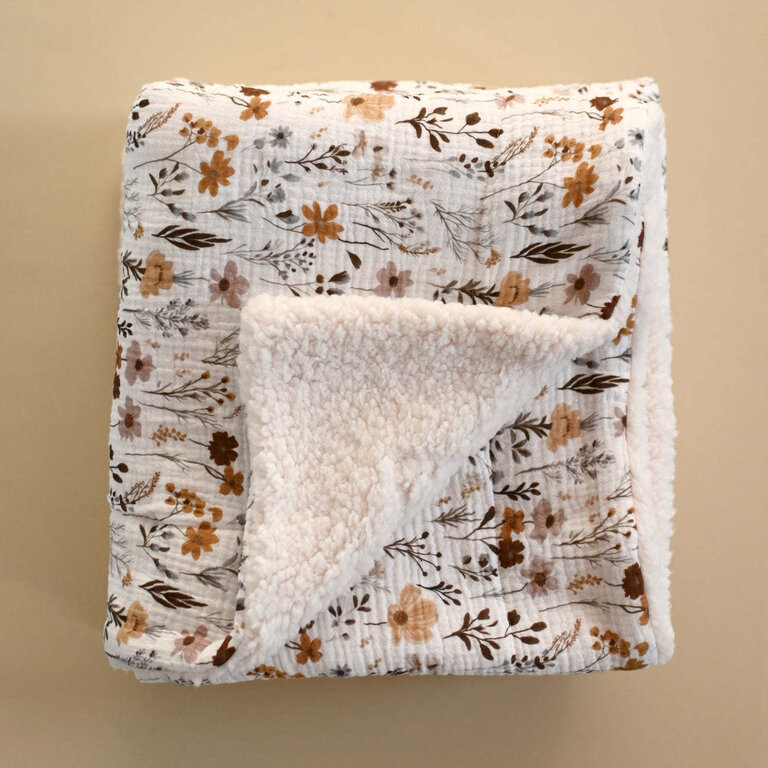 MINIKA COUVERTURE MOUSSELINE ET SHERPA -  WILDFLOWERS