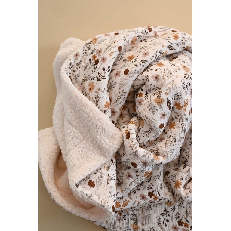 MINIKA COUVERTURE MOUSSELINE ET SHERPA -  WILDFLOWERS