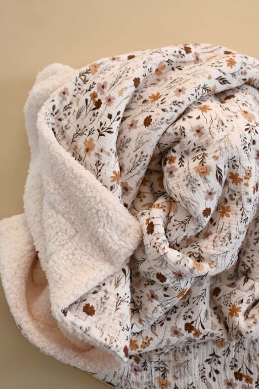 MINIKA COUVERTURE MOUSSELINE ET SHERPA -  WILDFLOWERS