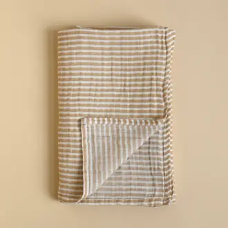 MINIKA COUVERTURE DE MOUSSELINE - STRIPE BEIGE
