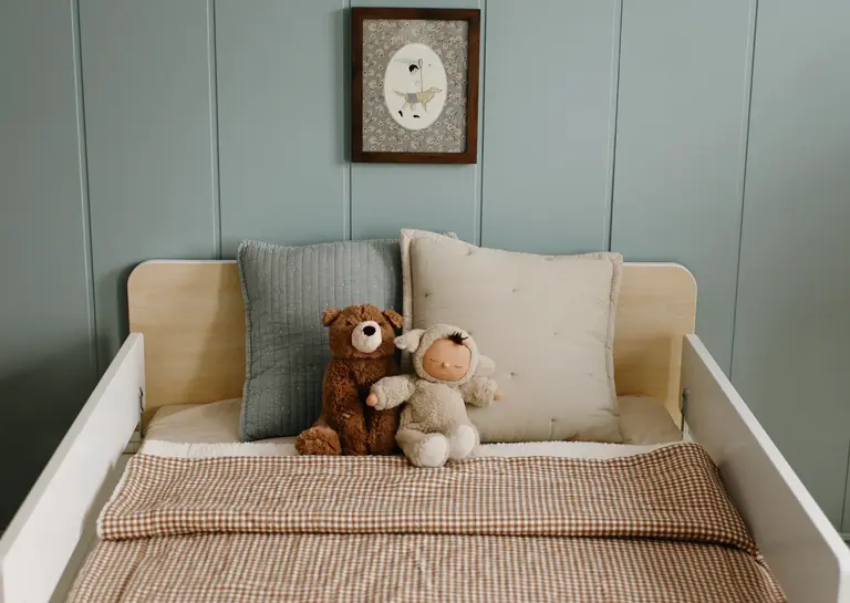 MINIKA COUVERTURE MOUSSELINE ET SHERPA - VICHY BRUN