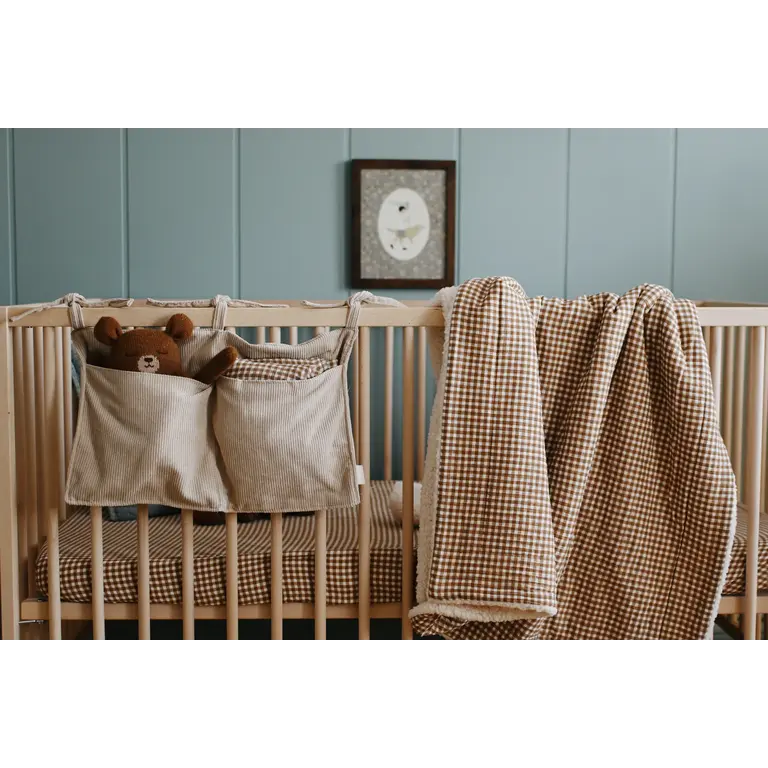 MINIKA COUVERTURE MOUSSELINE ET SHERPA - VICHY BRUN