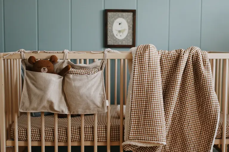 MINIKA COUVERTURE MOUSSELINE ET SHERPA - VICHY BRUN