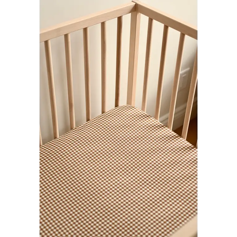 MINIKA DRAP CONTOUR LIT DE BÉBÉ - VICHY BRUN