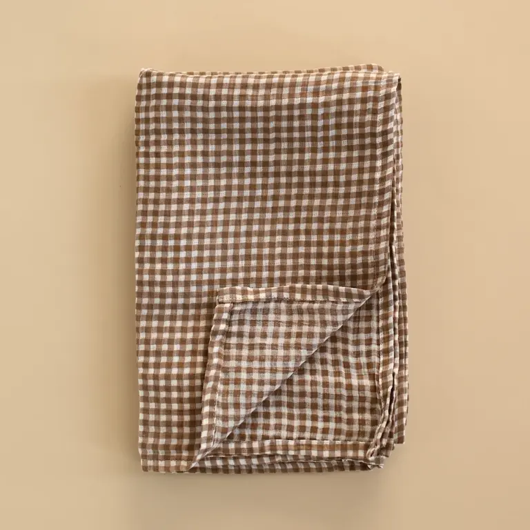 MINIKA COUVERTURE DE MOUSSELINE - VICHY BRUN