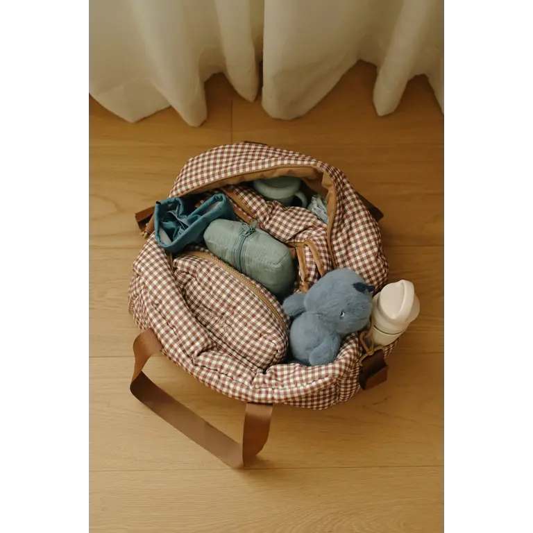 MINIKA DIAPER BAG - BROWN GINGHAM