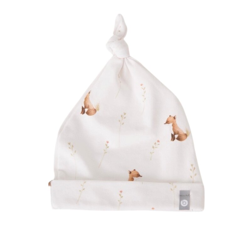 BALUCHON BONNET NOUVEAU-NÉ (0-3 MOIS) - MOTIF DE RENARD FLEURI 1882