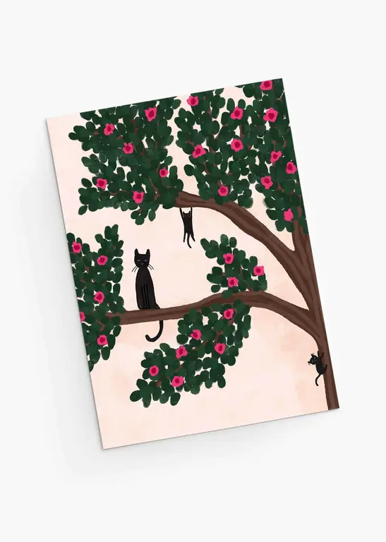 MIMI & AUGUST CARTE DE SOUHAITS - CHAT DANS L'ARBRE
