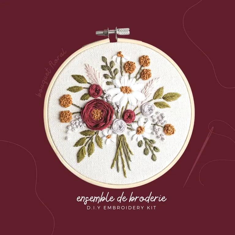 BRODÉ SERRÉ ENSEMBLE DE BRODERIE - BOUQUET FLORAL
