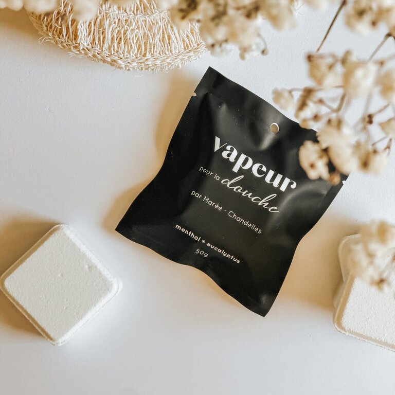 MARÉE CHANDELLE VAPEURS DE DOUCHE - MENTHOL ET EUCALYPTUS - À L'UNITÉ
