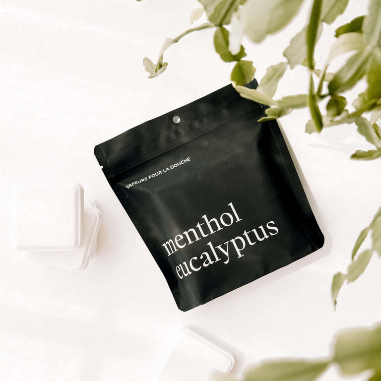 MARÉE CHANDELLE VAPEURS DE DOUCHE - MENTHOL ET EUCALYPTUS - PAQUET DE 4