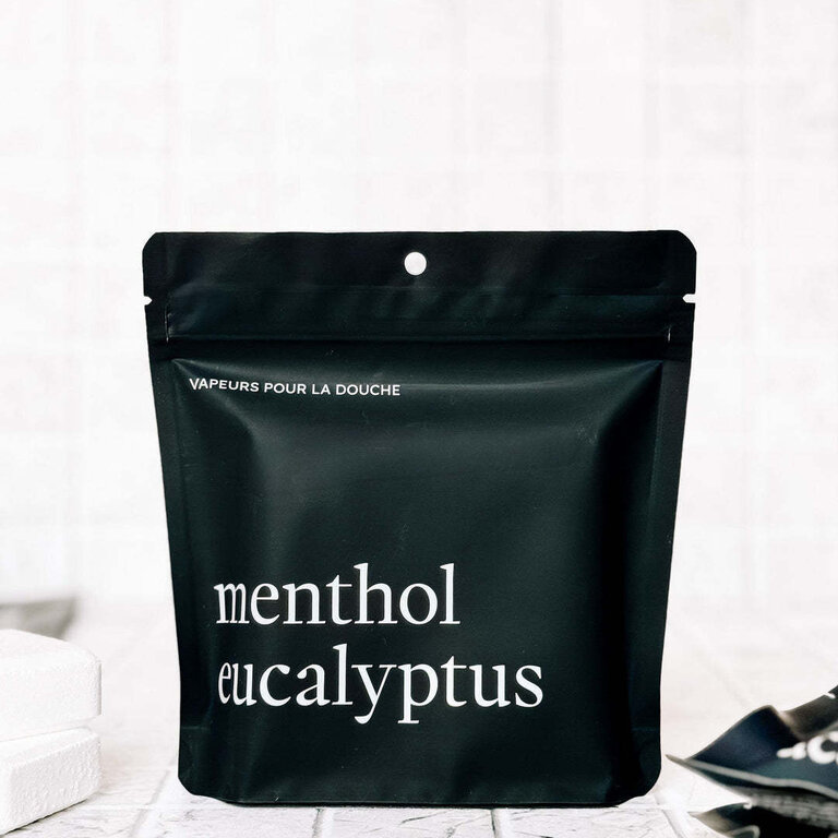 MARÉE CHANDELLE VAPEURS DE DOUCHE - MENTHOL ET EUCALYPTUS - PAQUET DE 4