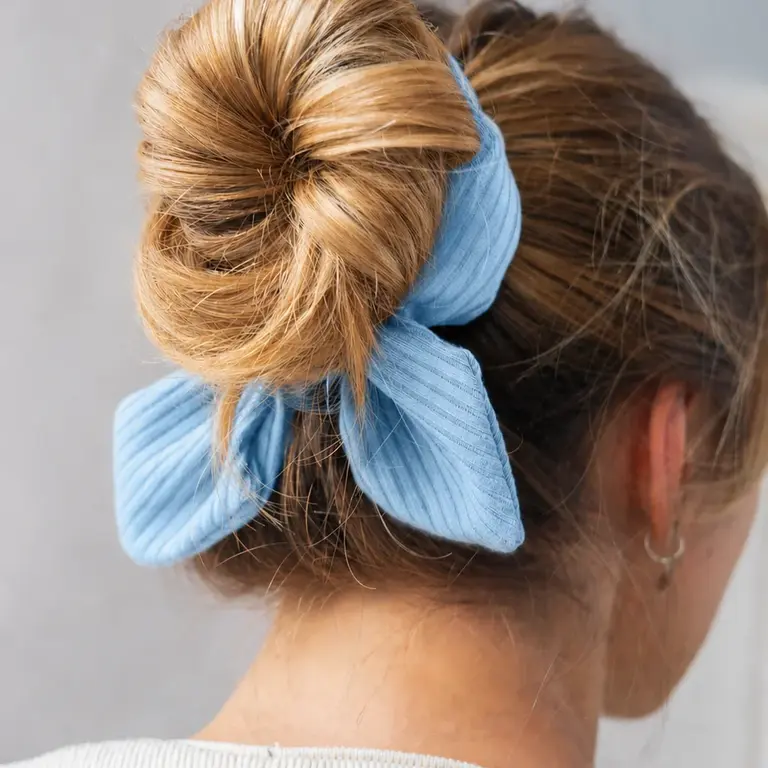 GIBOU CHOUCHOU BOUCLÉ EN BAMBOU - BLEU CIEL