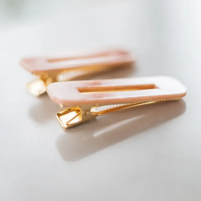 GIBOU BARRETTES RECTANGULAIRES - ENSEMBLE DE 2 - NACRÉ ROSE
