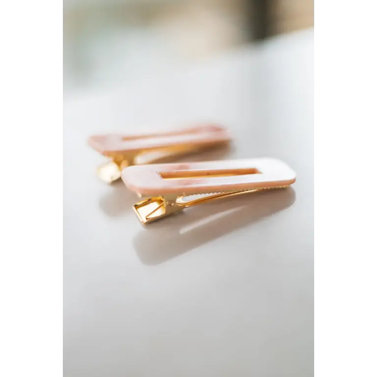 GIBOU RECTANGULAR CLIPS - SET OF 2 - PEARL PINK