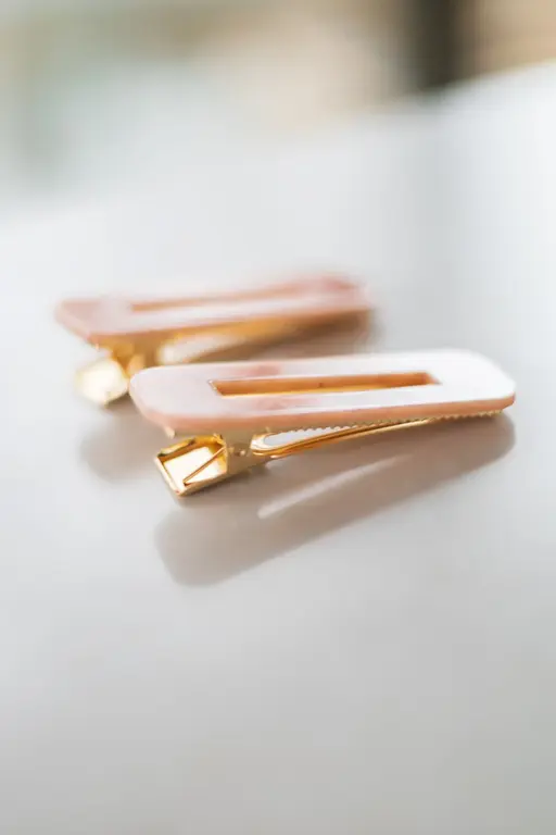 GIBOU BARRETTES RECTANGULAIRES - ENSEMBLE DE 2 - NACRÉ ROSE