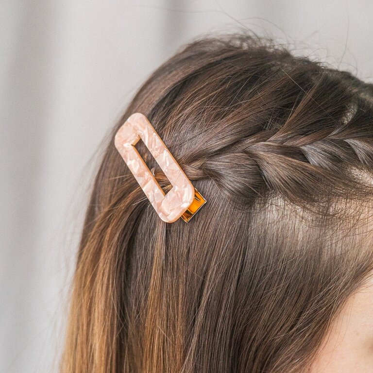 GIBOU BARRETTES RECTANGULAIRES - ENSEMBLE DE 2 - NACRÉ ROSE