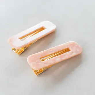 GIBOU BARRETTES RECTANGULAIRES - ENSEMBLE DE 2 - NACRÉ ROSE