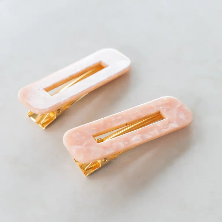 GIBOU BARRETTES RECTANGULAIRES - ENSEMBLE DE 2 - NACRÉ ROSE