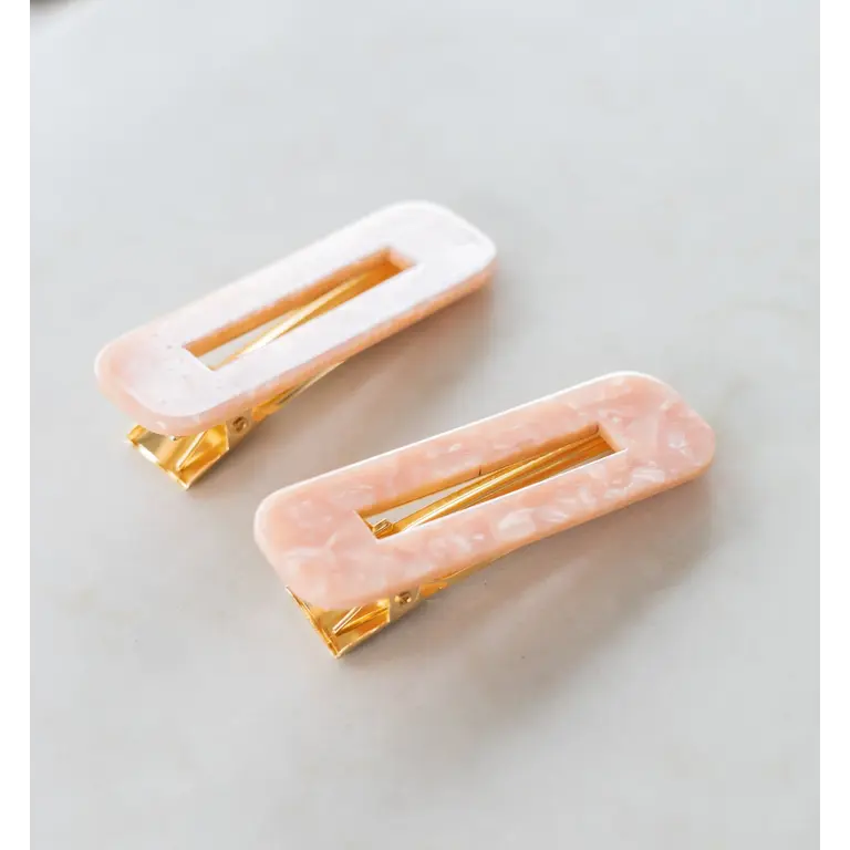 GIBOU RECTANGULAR CLIPS - SET OF 2 - PEARL PINK